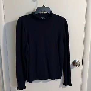 Dark navy blue ruffle neck sweater